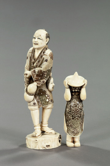 Two Japanese Carved Ivory Figures, 