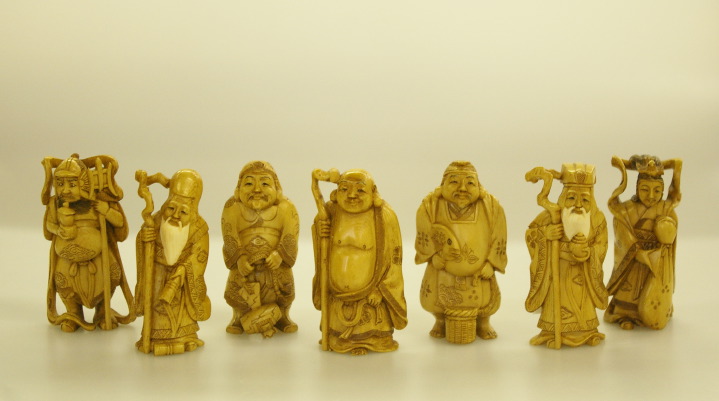 Group of Seven Chinese Stained Ivory