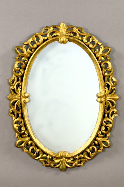 Italian Carved Giltwood Oval Looking 2e7df