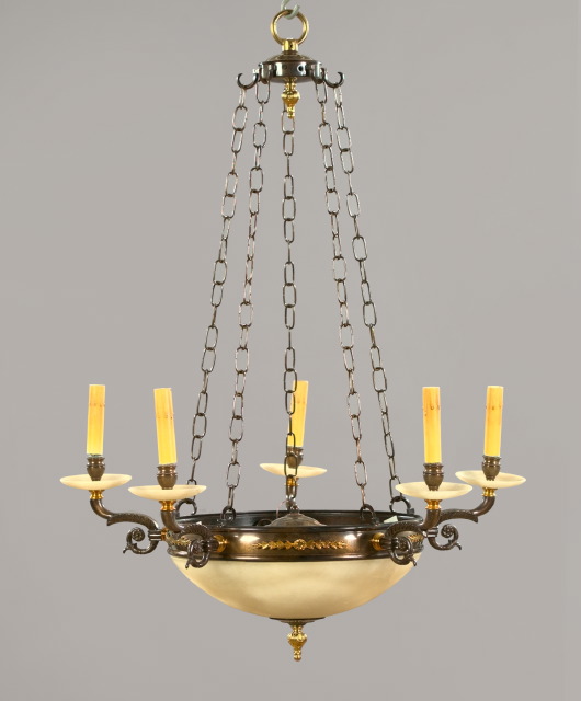 French Gilt-Brass- and Alabaster-Mounted