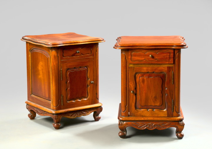 Pair of Carved Mahogany Night Stands,