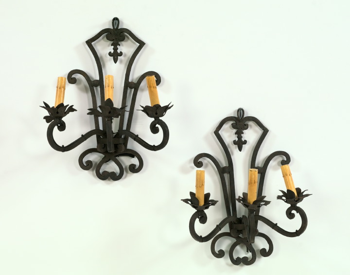 Large Pair of French Cut- and Wrought-Iron