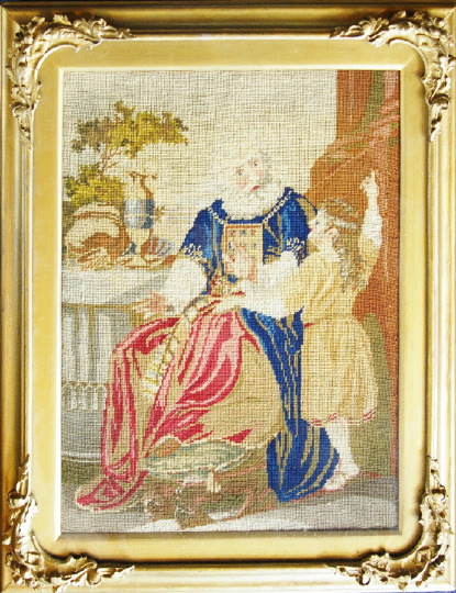 Antique Continental Framed Needlework 2e939