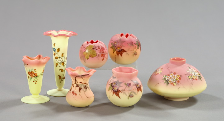 Group of Seven Burmese Glass Vases,