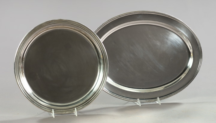 Two Silverplate Serving Trays,  of simple