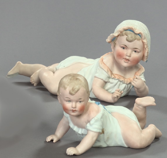 Two German Polychromed Bisque Porcelain