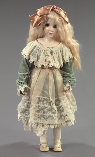 Wax -Over-Porcelain Artist Doll,  marked