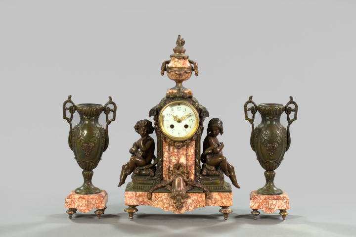 French Three-Piece Bronze-Patinated