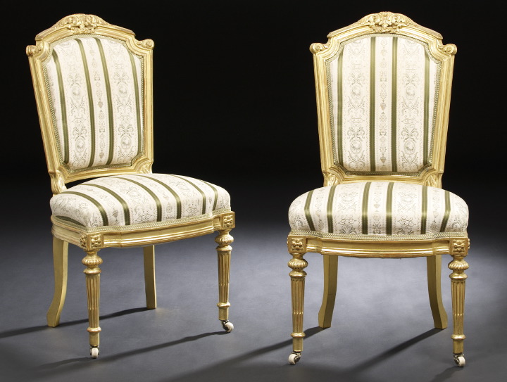Pair of Napoleon III Giltwood Sidechairs,