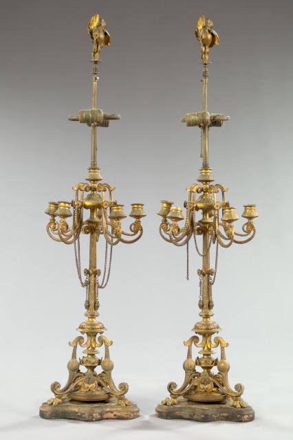 Stately Pair of Napoleon III Gilt Brass 2e78a