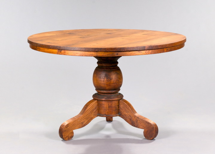 Teakwood Pedestal-Form Dining Table,