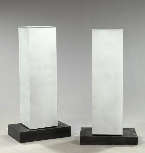 Pair of Modern Mirrored Pedestals-on-Stands,