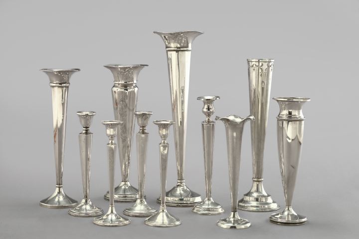 Eleven-Piece Collection of Silver Vases