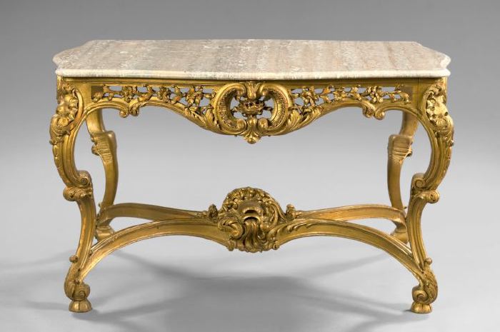 Louis XV Style Giltwood and Marble Top 2f0c5