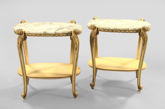 Pair of Polychromed and Marble Top 2f0c9