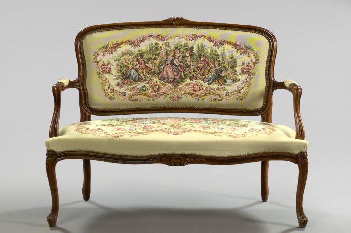 Louis XV Style Fruitwood Settee  2f0ce