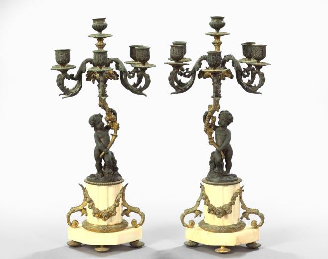 Pair of French Parcel Gilt Bronze Patinated 2f0e7