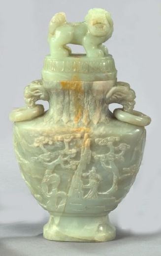 Kuang Hsu Carved Pale Celadon Serpentine