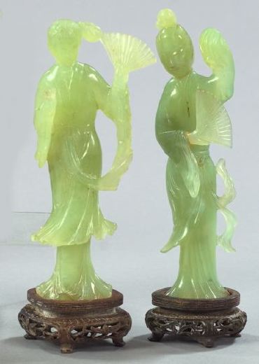 Pair of Chinese Carved Serpentine 2f10e