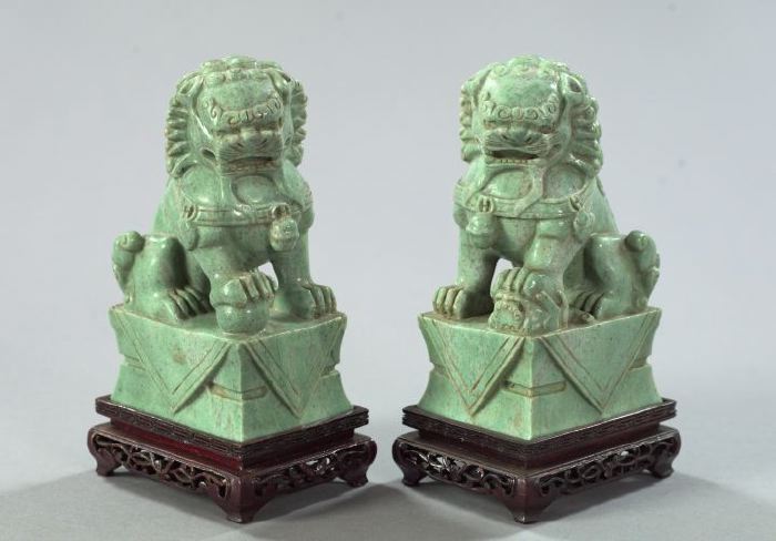 Pair of Kuang Hsu Well Carved Gray Green 2f115