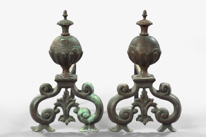 Pair of English Verdigris-Patinated