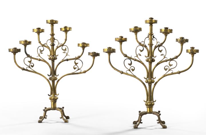 Stately Pair of French Gilt Brass 2ee09
