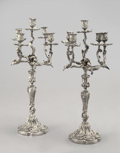 Tall Pair of Silvered Brass and