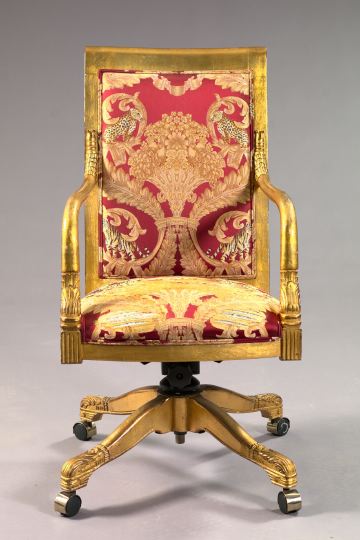 Empire-Style Giltwood Fauteuil,