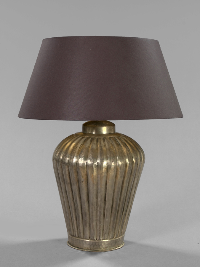 Indian Argente Metal Lamp,  of ribbed