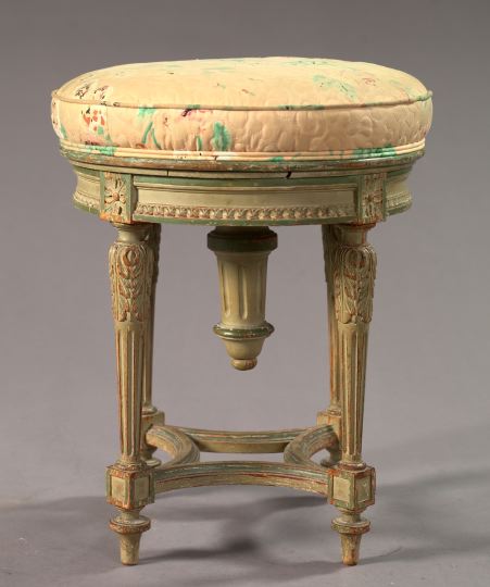 Louis XVI-Style Polychromed Piano Stool,