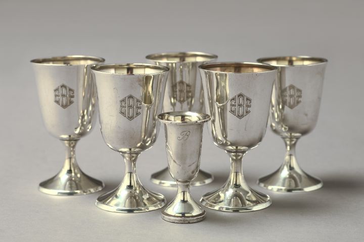 Group of Six Sterling Silver Goblets  2ef57