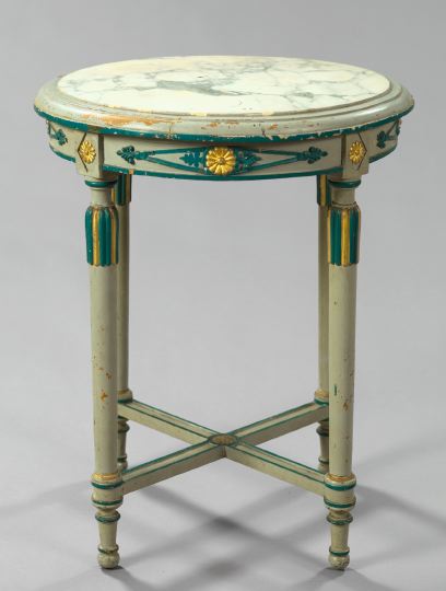 Regency-Style Polychromed and Marble-Top