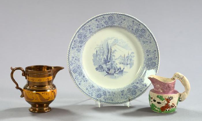 Three Pieces of Staffordshire Pottery,