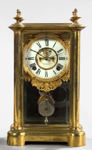 Tall Ansonia Clock Company Gilt Lacquered 2f3c8