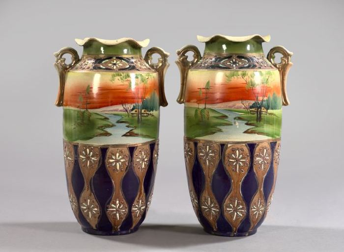 Pair of Nippon Hand Painted Pottery 2f41f