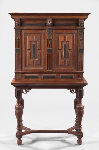 Italian Carved Oak Cabinet on Stand  2f42c