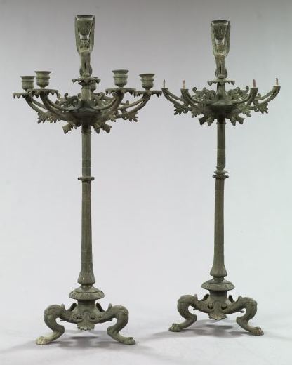 Tall Pair of French Patinated Bronze 2f431