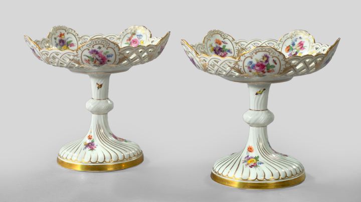 Pair of Meissen Reticulated Porcelain