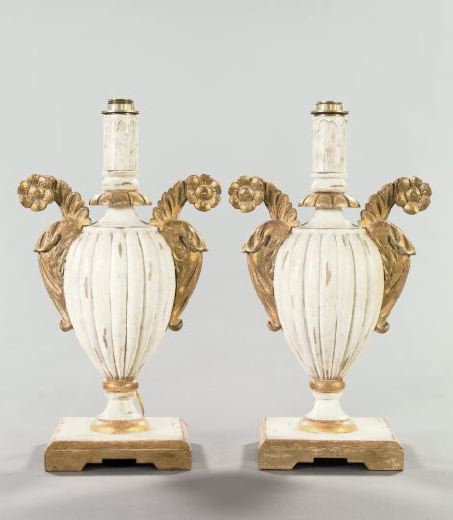 Pair of Italian Carved, White-Painted