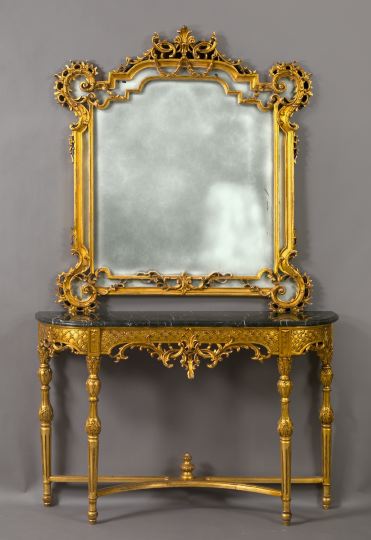 Italian-Style Giltwood and Marble-Top
