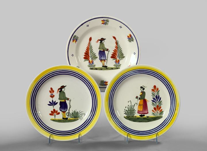 Trio of Henriot Quimper Dinner Plates,