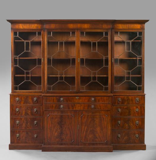 Large Regency-Style Mahogany Breakfront