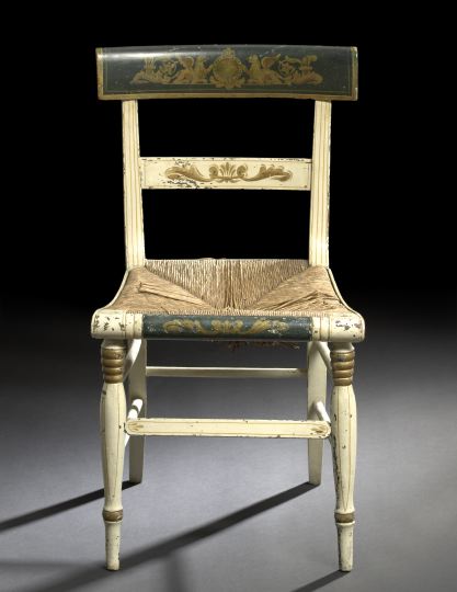 Late Regency Polychromed Sidechair  2f55f