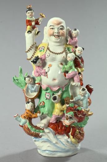 Tall Chinese Porcelain Multiple-Figure