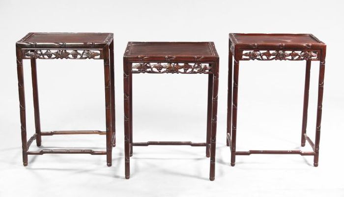 Three Chinese Carved Mahogany Tables  2f203