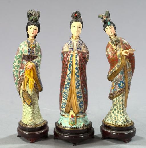 Unusual Trio of Carved and Polychromed 2f212