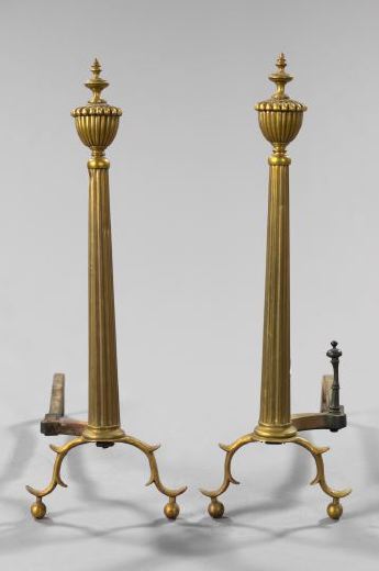 Tall Pair of American Ribbed Brass