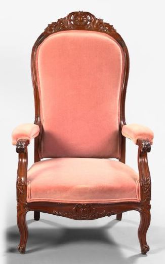 American Rococo Revival Walnut Armchair,