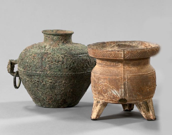 Two Oriental Pots,  one a Tibetan