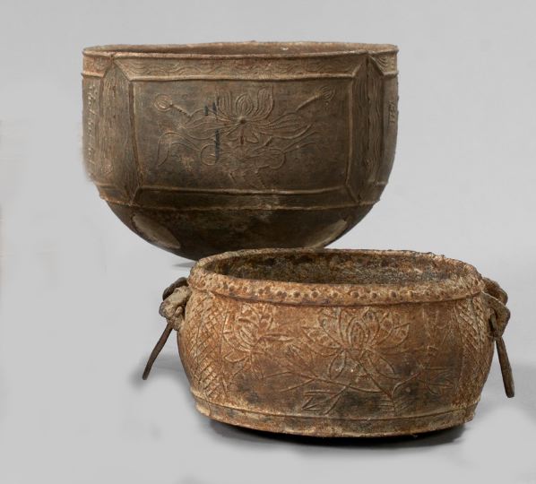 Two Tibetan Bronze Pots 16th 2f793